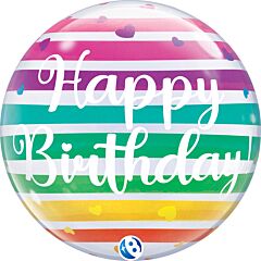 22" Bubble Birthday Bright Rainbow Stripes