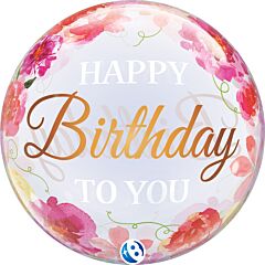 22" Bubble Birthday To You Pink Peonies