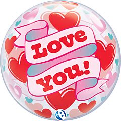 22" Bubble Love You Heats and Ribbon
