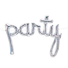 44" Party Script Holographic Silver