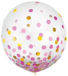 24" Confetti Filled Latex - Pink & Gold