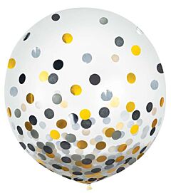 24" Confetti Filled Latex -Black, Silver, Gold