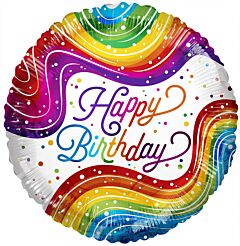 18" Happy Bday Wavy Line