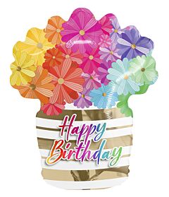 51" Happy Bday Colored Poppy