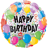 18" Happy Birthday Balloons  2 Sided