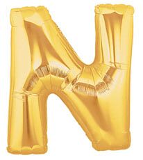 34" Megaloon Gold Letter N Bag