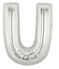 34" Megaloon Silver Letter U Bag