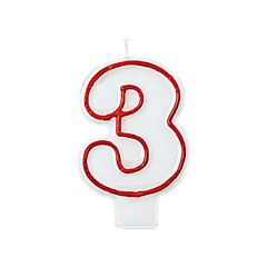 3" Red & White 3 Molded Candle