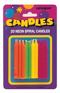 Neon Birthday Candles - 20 Ct.