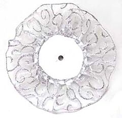 8" Round Backer Sheer Wire Edge - Silver & White