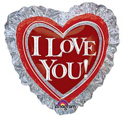 28" I Love You Heart Ruffle Holographic