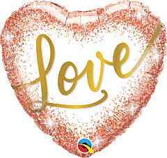 18" Love Rose Gold Glitter Dots