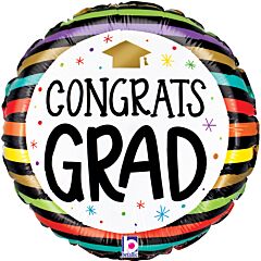 9" Congrats Grad Colorful Stripes