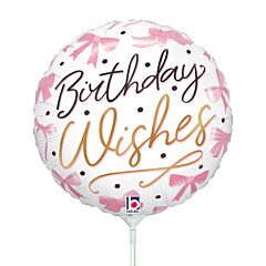 9" Pink Bow Birthday Wishes