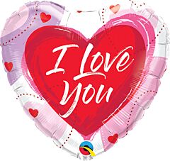18" I Love You Brushed Hearts