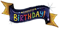 51" Navy Birthday Banner - Holographic