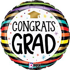 18" Congrats Grad Colorful Stripes