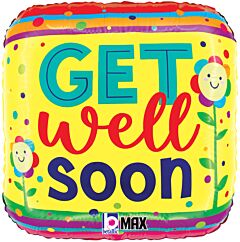 18" Get Well Flowers and Stripes