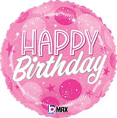 18" Birthday Pink Sparkle Dots