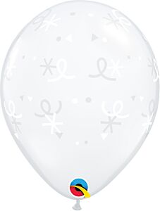 11" Stars & Confetti Diamond Clear Latex