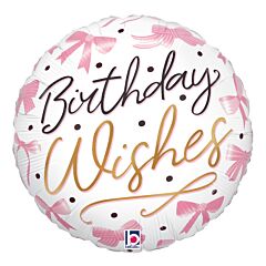 18" Pink Bow Birthday Wishes