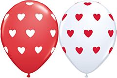 16" Qualatex Big Hearts Latex - White/Red
