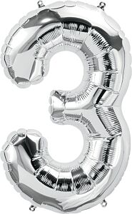 34" Number 3 - Silver