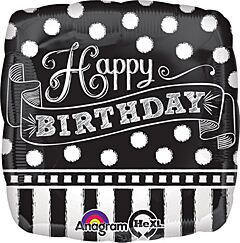 17" Black/White Chalkboard Birthday