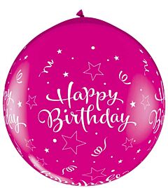 3' Qualatex Birthday Star-A-Round Neck Up - Berry