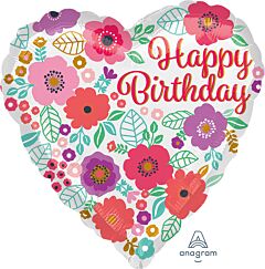 17" Happy Birthday Floral Print
