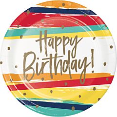 Birthday Stripes - 9" Paper Plate 8ct