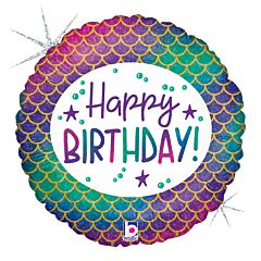 18" Glitter Mermaid Bday Holographic