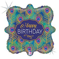 18" Peacock Bday Holographic