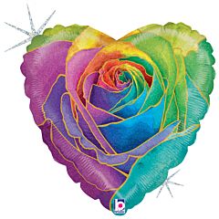 18" Rainbow Rose Holographic
