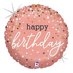 18" Rose Gold Confetti Birthday Holographic