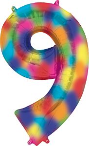 34" Anagram Number 9 Rainbow Splash