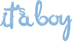 Phrase Script It's a Boy Light Blue