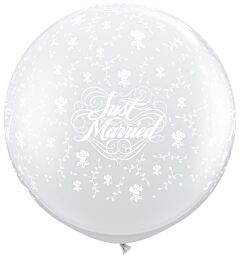 3' Qualatex Just Married Flowers-A-Round Latex