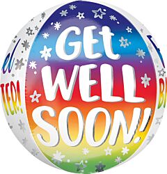 16" Get Well Soon Silver Rainbow Orbz