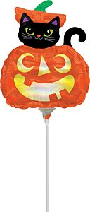 14" Iridescent Cat and Pumpkin