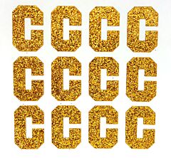 1.5" Old Gold Glitter Letter C