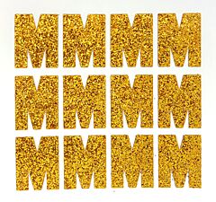 1.5" Old Gold Glitter Letter M