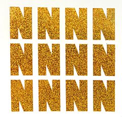 1.5" Old Gold Glitter Letter N