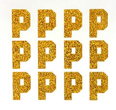 1.5" Old Gold Glitter Letter P