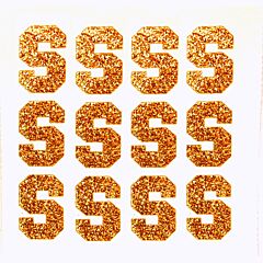 1.5" Old Gold Glitter Letter S