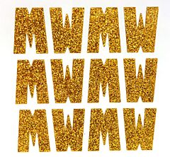 1.5" Old Gold Glitter Letter W