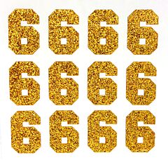 1.5" Old Gold Glitter Number 6/9