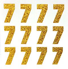 1.5" Old Gold Glitter Number 7