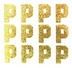 1.5" Soft Gold Glitter Letter P