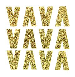 1.5" Soft Gold Glitter Letter V